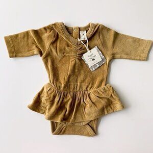 Kate Quinn Organics Velour Fennel Skirted Baby Girl Bodysuit